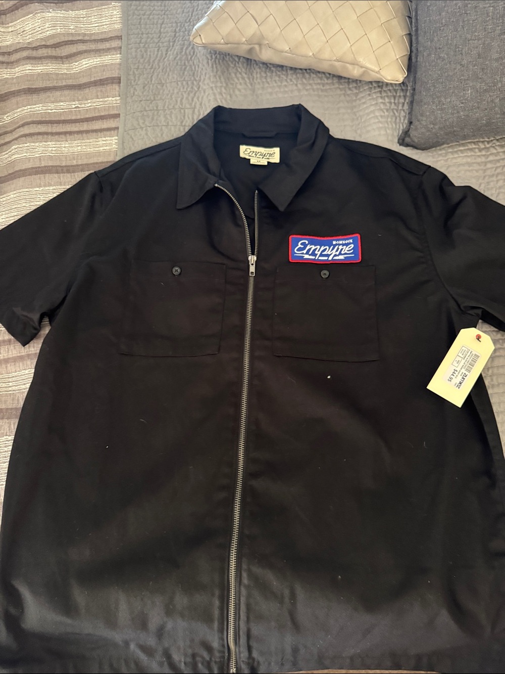 Empyre Black Zip-Front Work Shirt Jacket with Patch